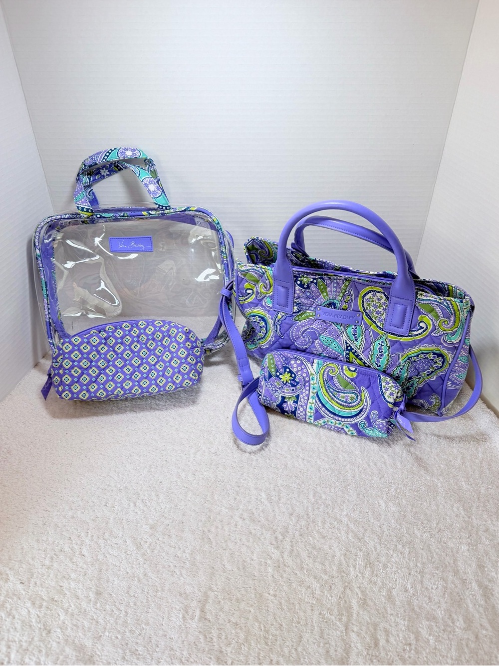 Vera Bradley Lavender Paisley Tote 4 PC